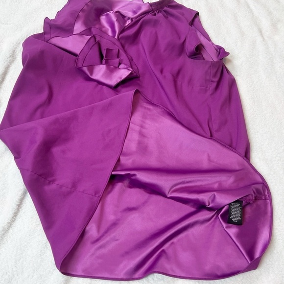 Nicole Miller Ruffle Neckline Tank Top Sleeveless Blouse Solid Purple Pullover M - Picture 8 of 8